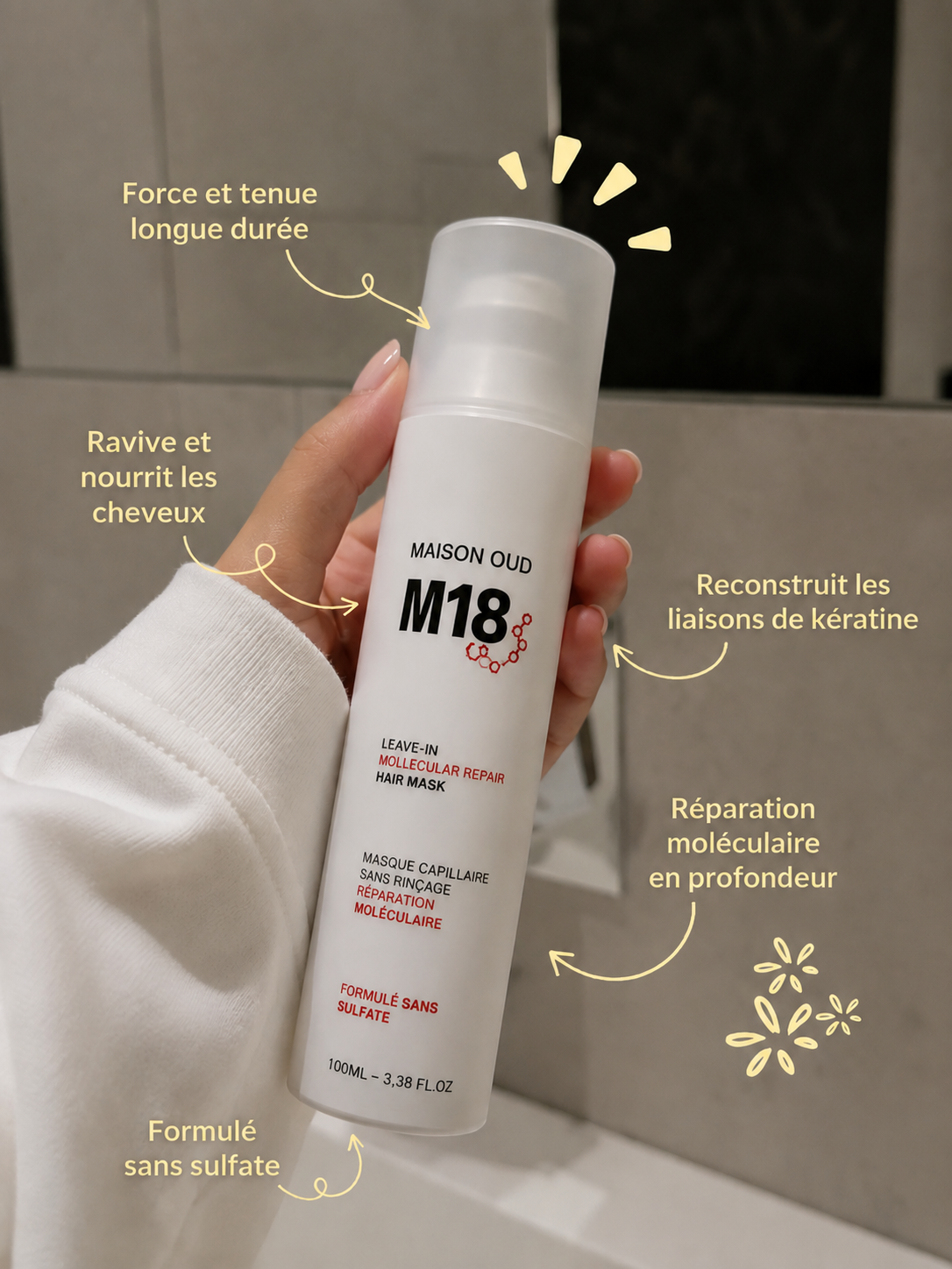 M18 Maison Oud – Masque Capillaire Réparation Moléculaire Sans Rinçage